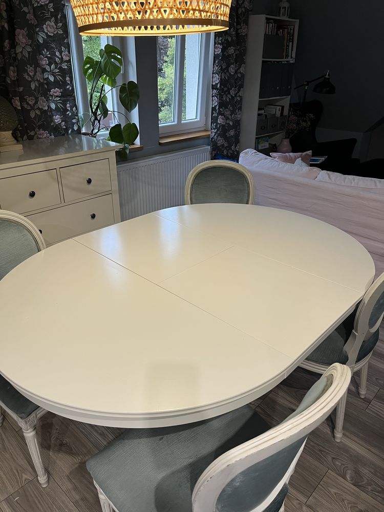 Stół okrągly Ingatorp Ikea biały 110/155cm