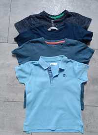T-shirt bluzka na krótki rękaw polo dla chłopca niebieska szara 104 98
