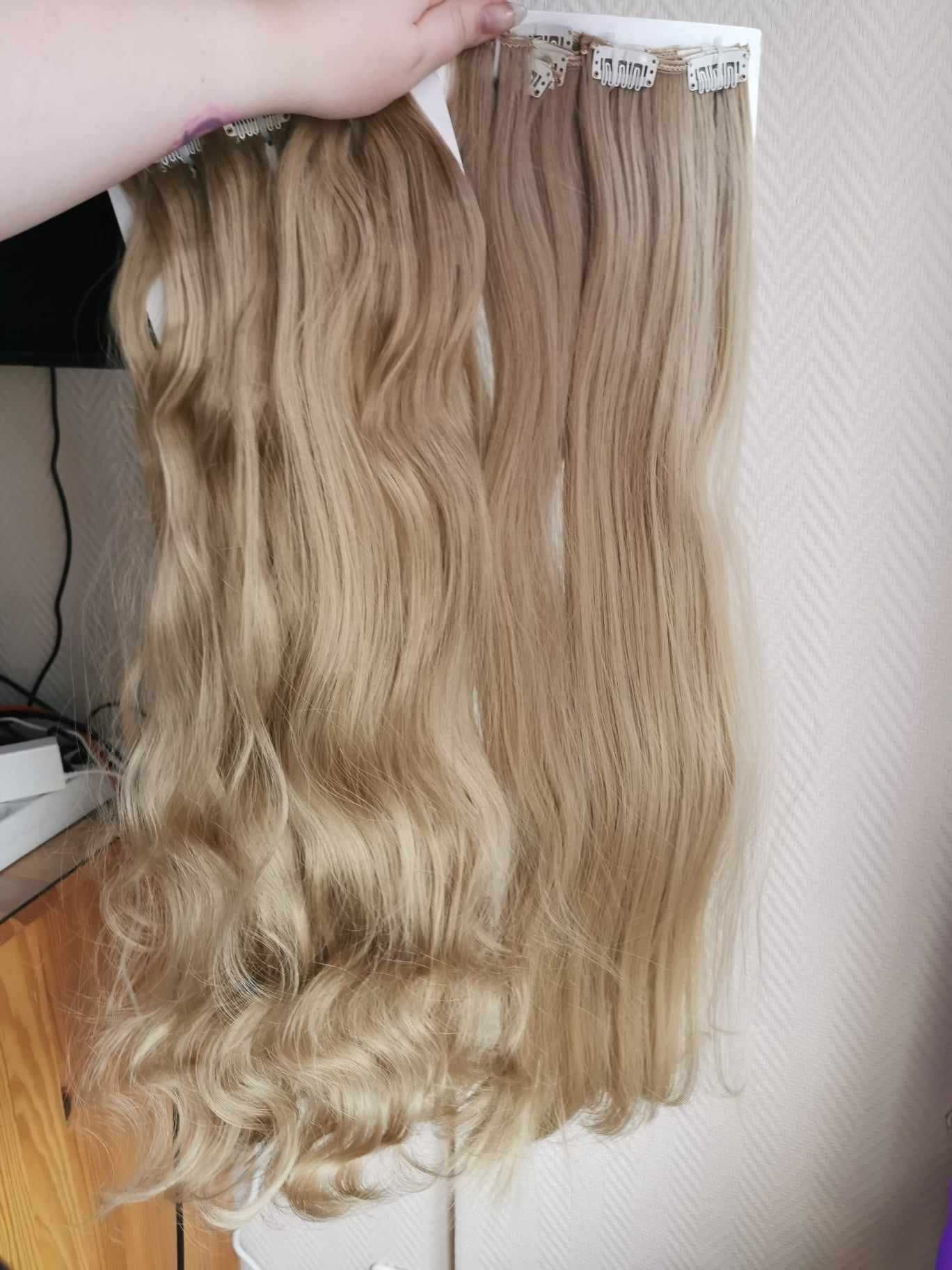 Doczepiane włosy clip in naturalny ciemny blond 60 cm 8 tresek