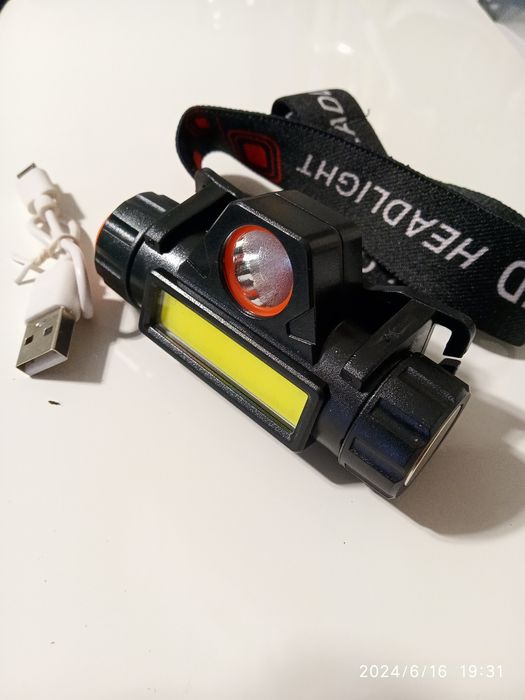 Фонарь налобный аккумуляторный с магнитом.