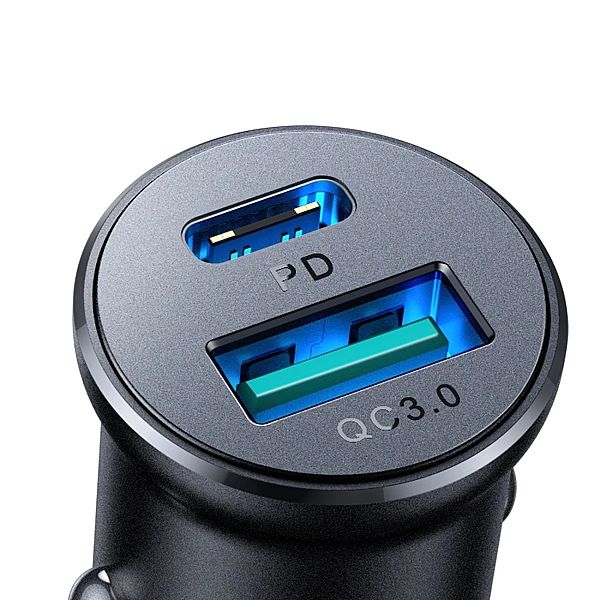 Mini ładowarka samochodowa Joyroom JR-CCN05/30W USB-A USB-C - czarna
