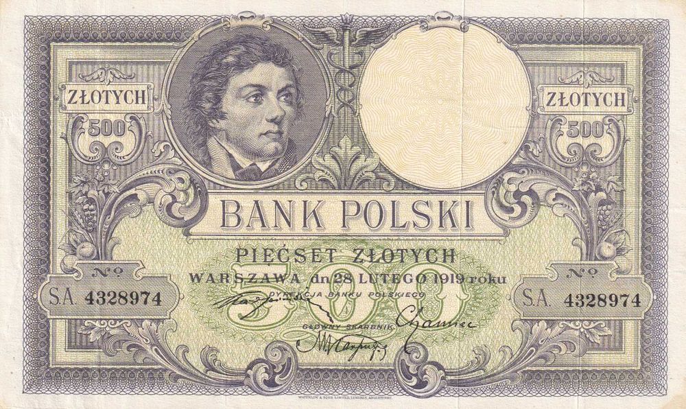 banknot 500zł 1919, ser. SA432.., stan niezły