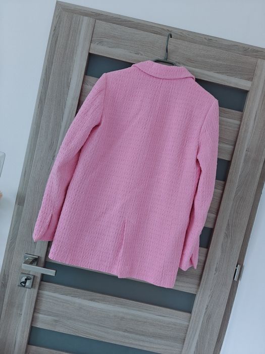 Tweedowa bawełniana marynarka Zara roz xs