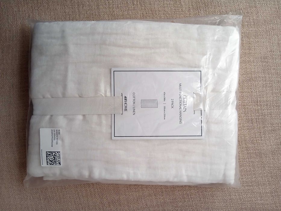 Zasłony len plus bawełna H&M  białe