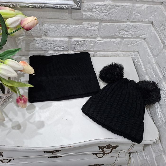 Zestaw zimowy czapka z pomponami + komin dla dziecka