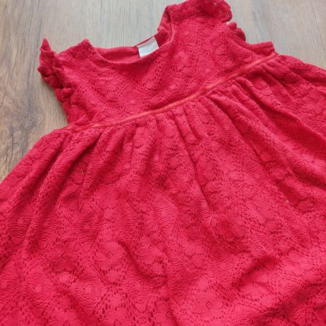 Czerwona sukienka koronka hm 92