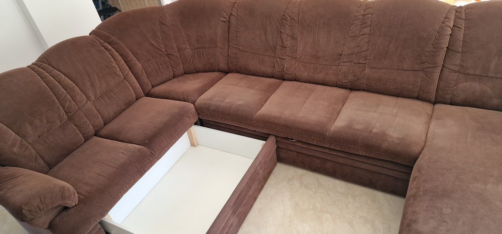 Sofa brązowa materiałową duża