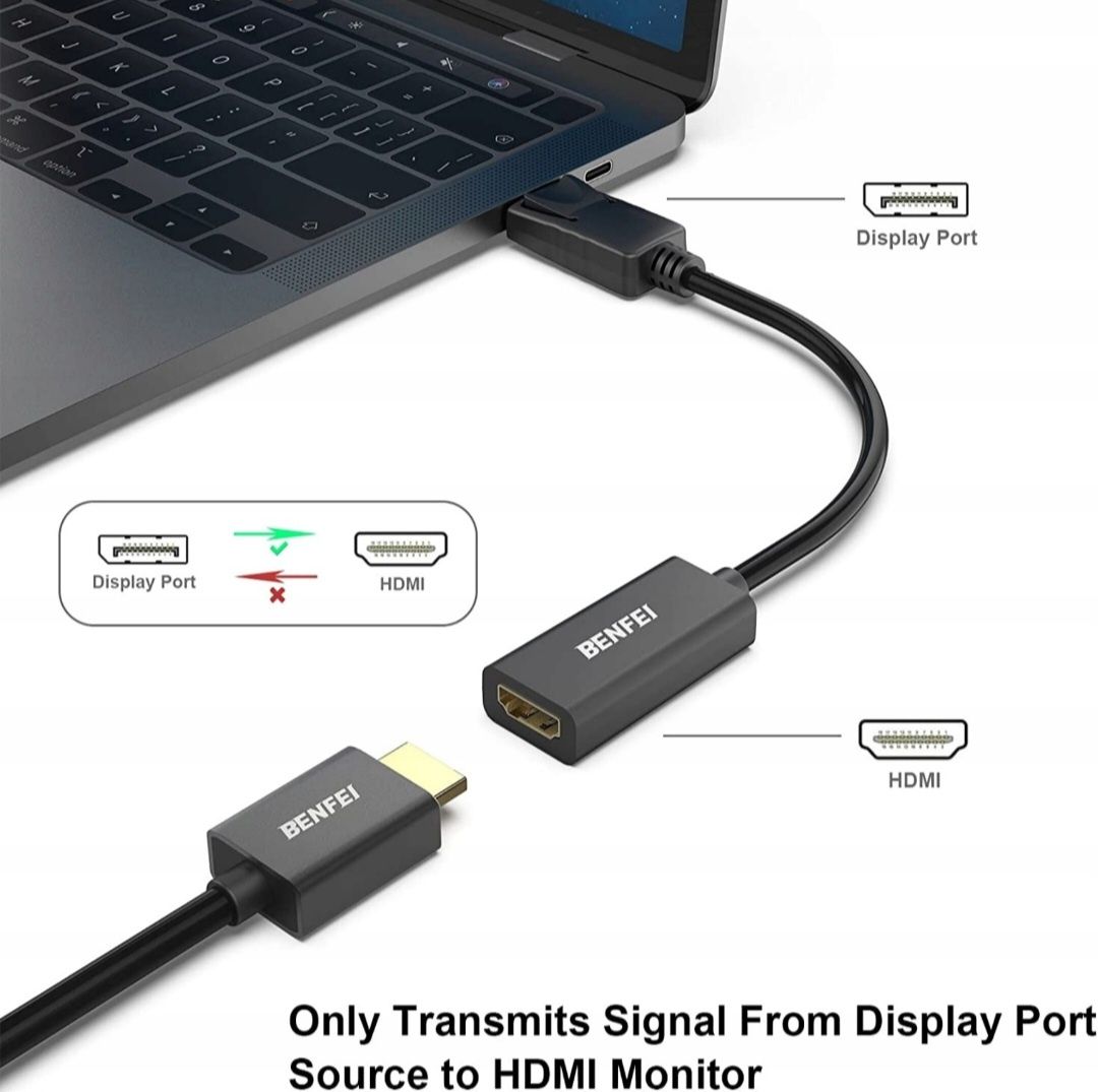 BENFEI Przejściówka Konwerter Displayport na HDMI FULL HD