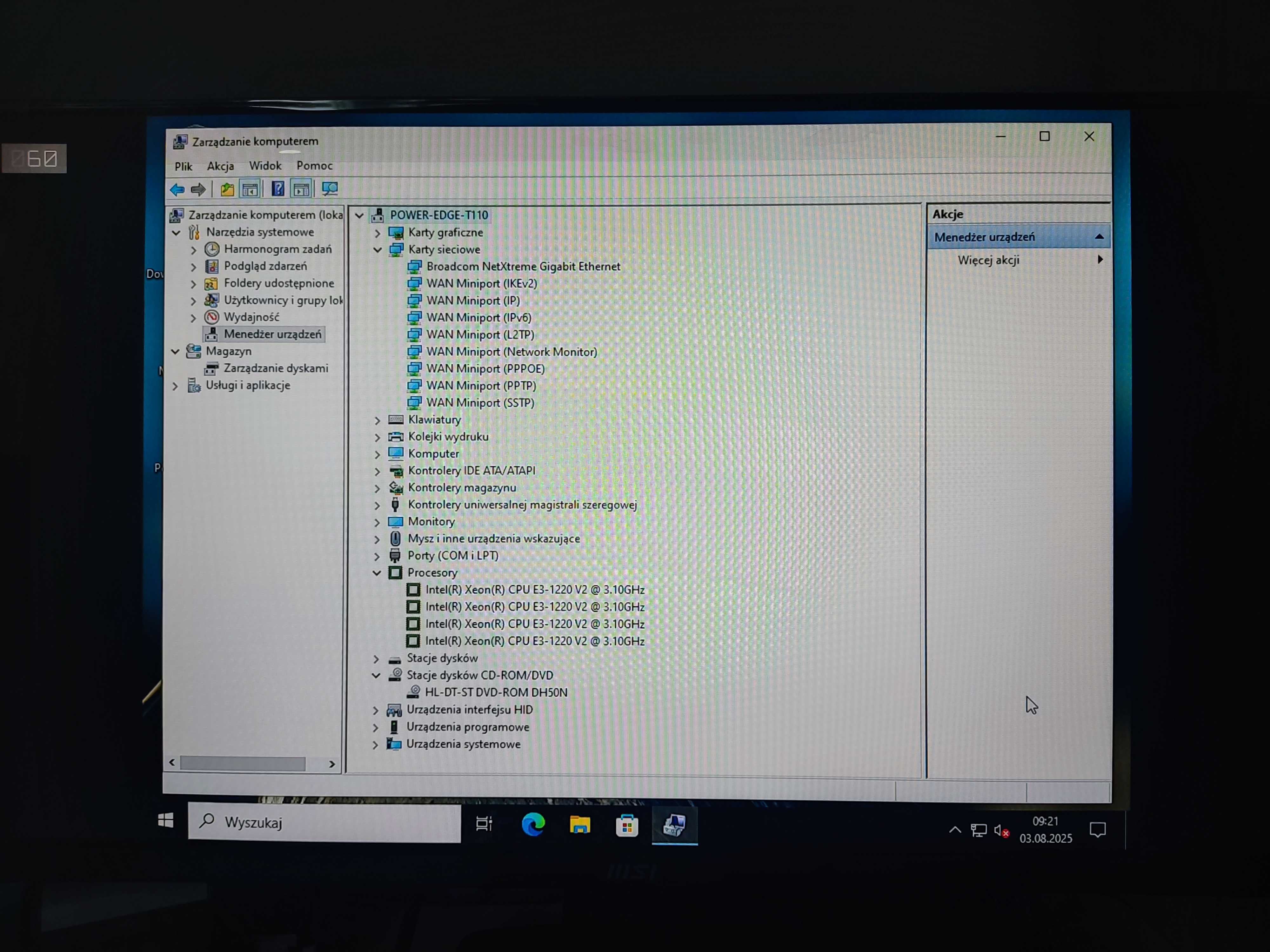 Desktopowy Serwer DELL PowerEdge T110 II CPU 3,1GHz/HDD 4TB/RAM 8GB
