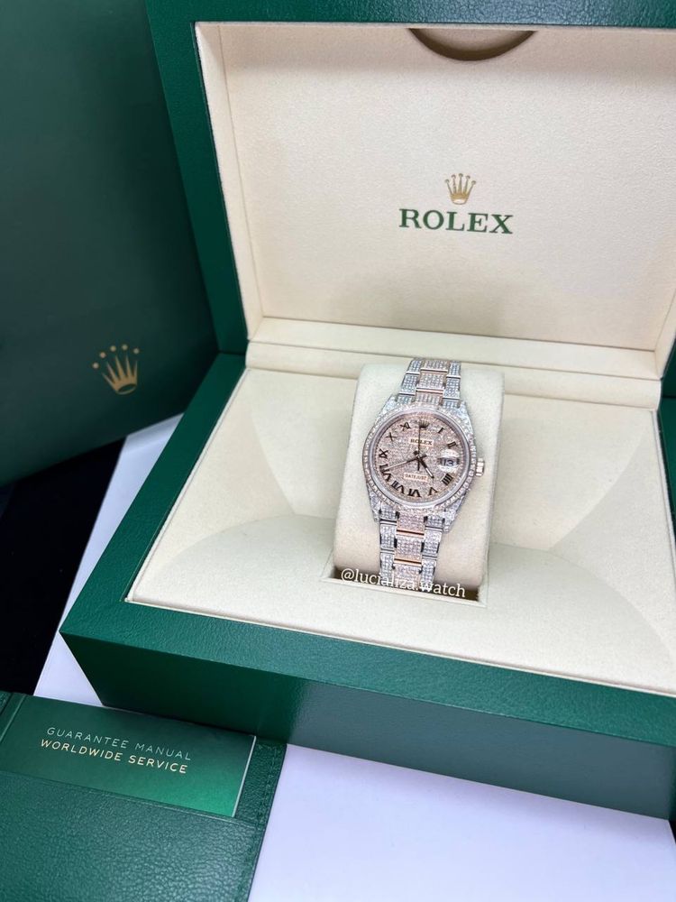 Новые Часы ROLEX Datejust Сталь/Золото Бриллианты 9.6ct 36mm