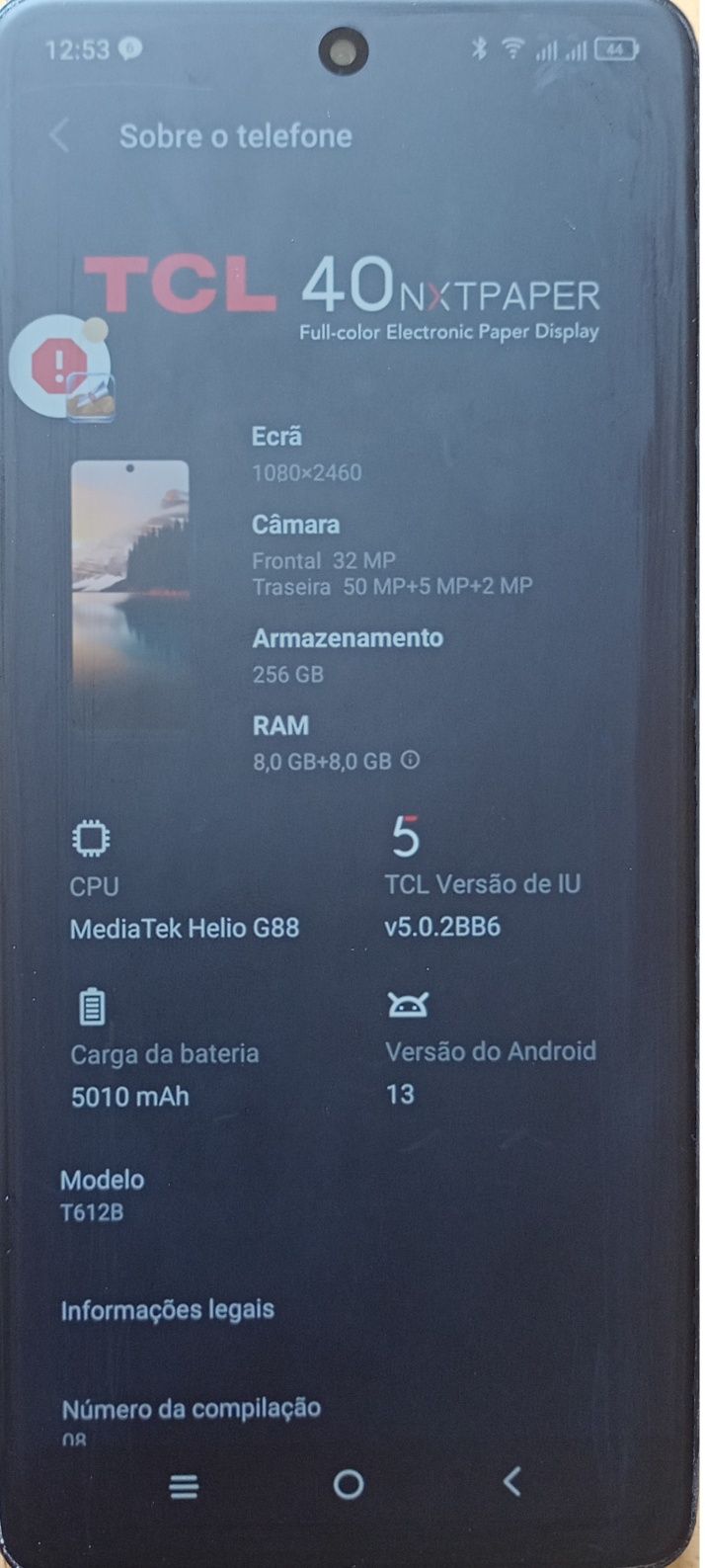TCL 40 NXTPAPER como novo