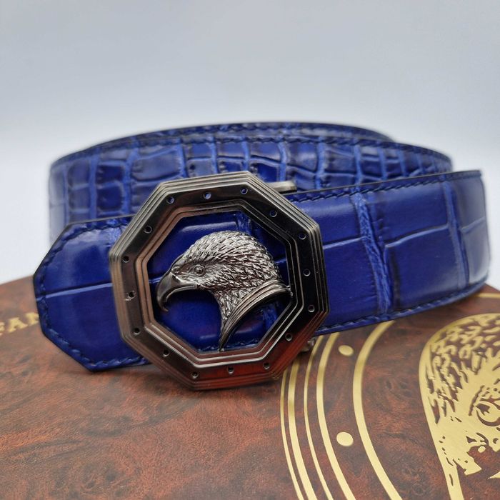 чоловічий синій ремінь Stefano Ricci. мужской синий ремень SR