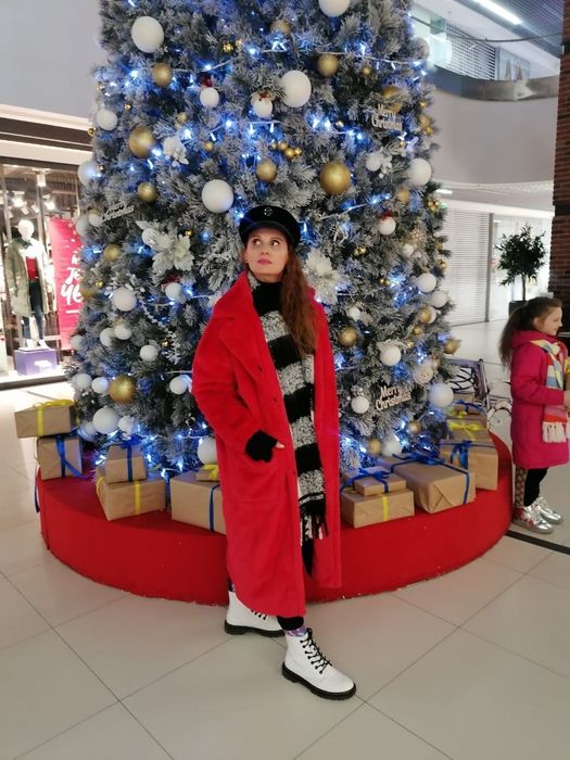 Шуба червона штучна, еко хутро Little Viksi оверсайз