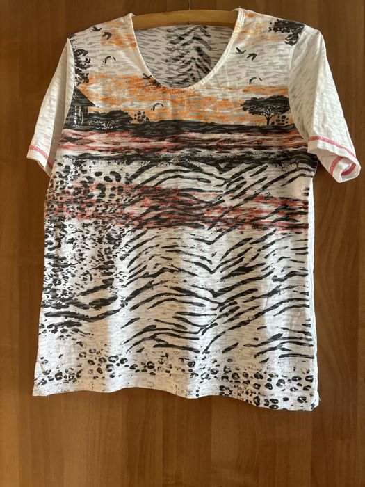 Tshirt damski, wzór panterkowy, 38, krótki rękaw