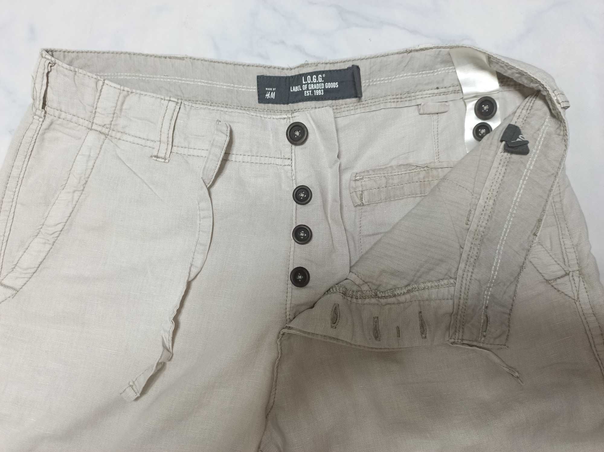 Мужские летние льняные штаны L.O.G.G. by H&M (EUR 32, укр. 50, беж)