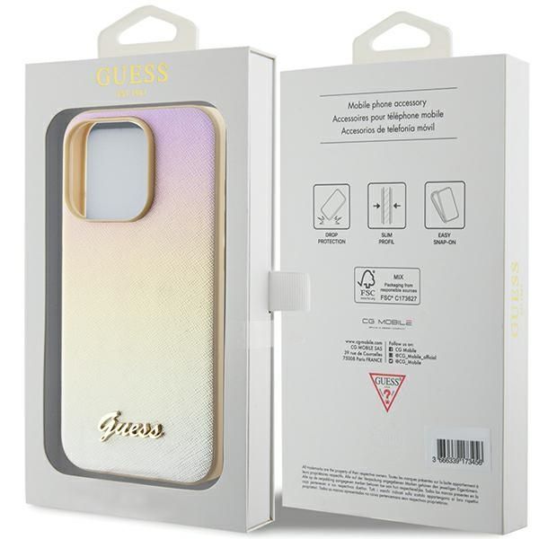 Guess Etui Saffiano Iridescent Script do iPhone 14 Pro Max 6.7"