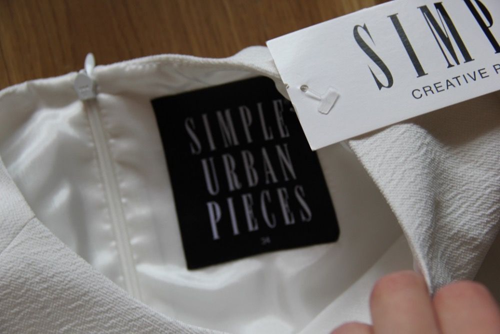 SIMPLE biała sukienka ślub wesele chrzest 34 xs 36 s biel ecru