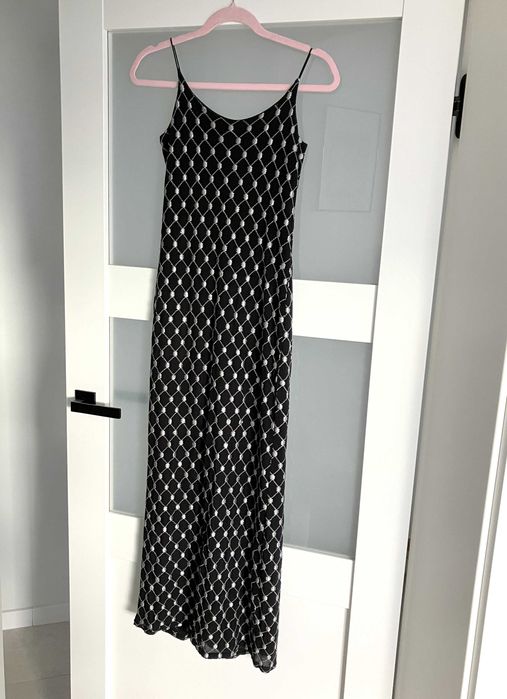 Czarna maxi sukienka vintage Fille a Suivre dopasowana na ramiaczkach