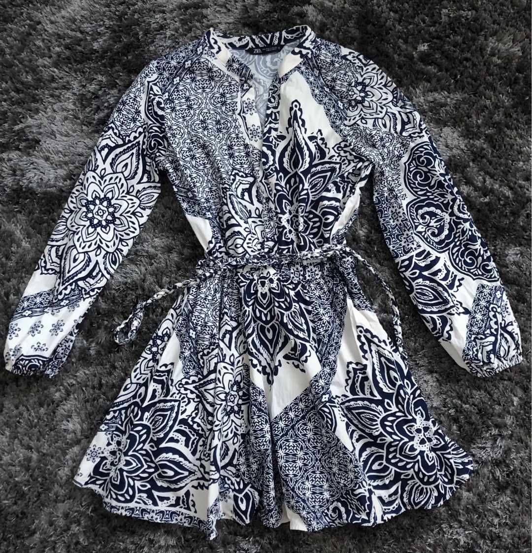 Zara sukienka tunika bawełniana Boho hippie L
