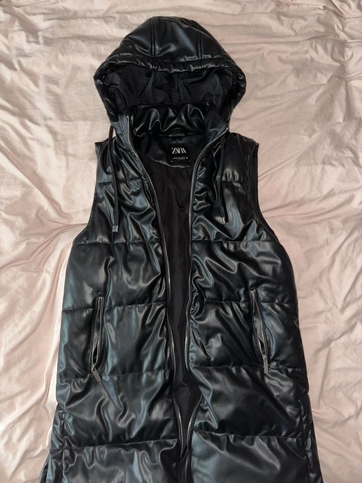 Довга шкіряна жилетка Zara