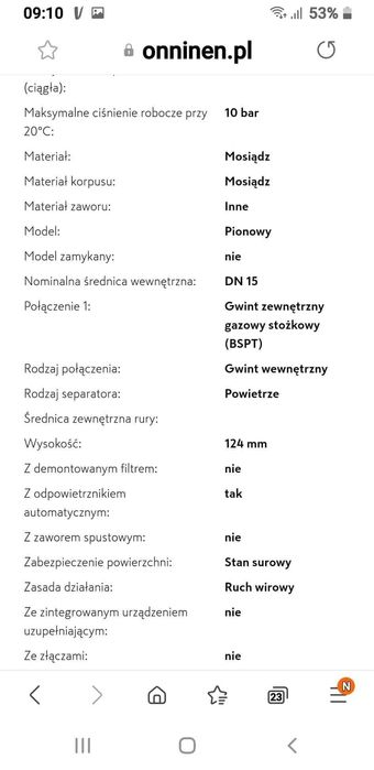 Separator -Odpowiecznik zawór