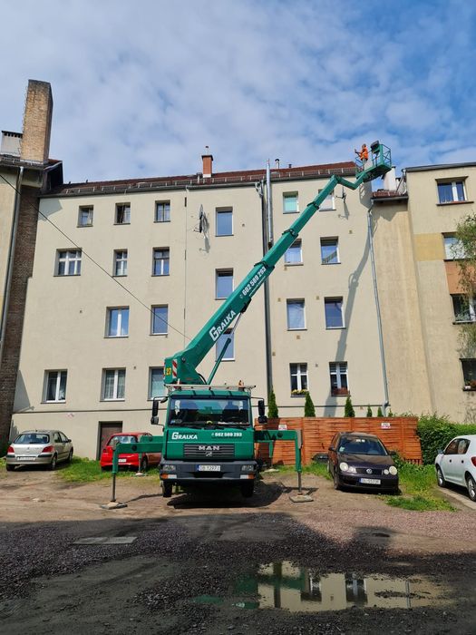 Podnośnik koszowy,  zwyżka, 20m, 27m, wynajem z operatorem, 24h/7dni