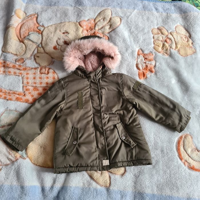 Piękna kurtka kurteczka parka ZARA 104 futerko misiu zimowa zima