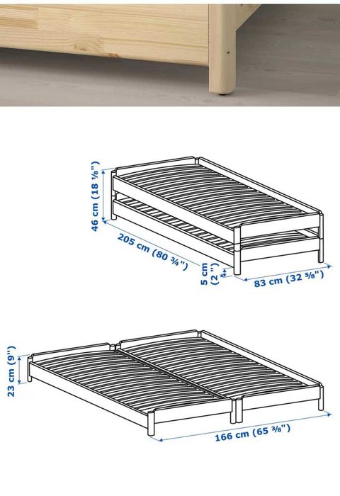 Cama dupla IKEA UTAKER com 2 colchões - separável ou empilhável.