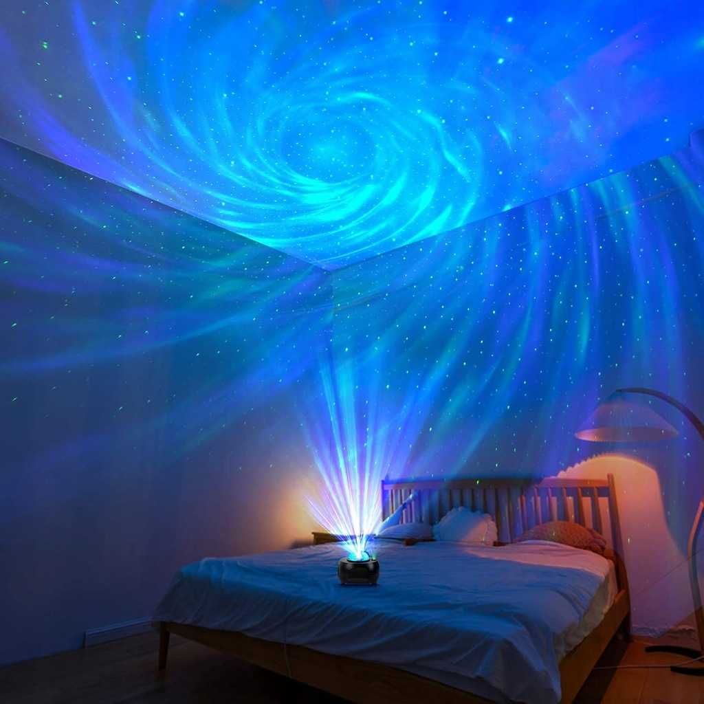 URAQT Lampa LED projektor Starry Sky, lampka nocna z pilotem projektor