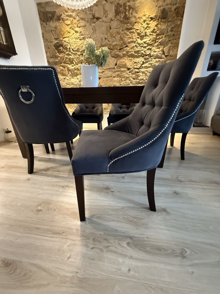 Hoker chesterfield velur z kołatką 4 szt / komplet