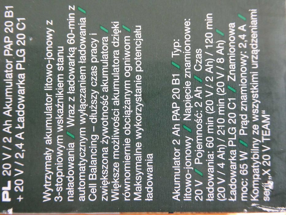 Nieużywana multipodkaszarka 20V/3w1 PARKSIDE z 4Ah aku i 2,4A ład