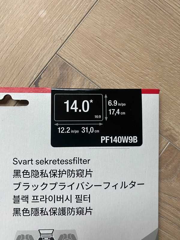 Filtr prywatyzujący do laptopa na ekran 3M 14” 14 cali 16:9 monitor