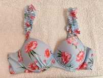 Top de Bikini | azul com estampado flores e folhos - novo