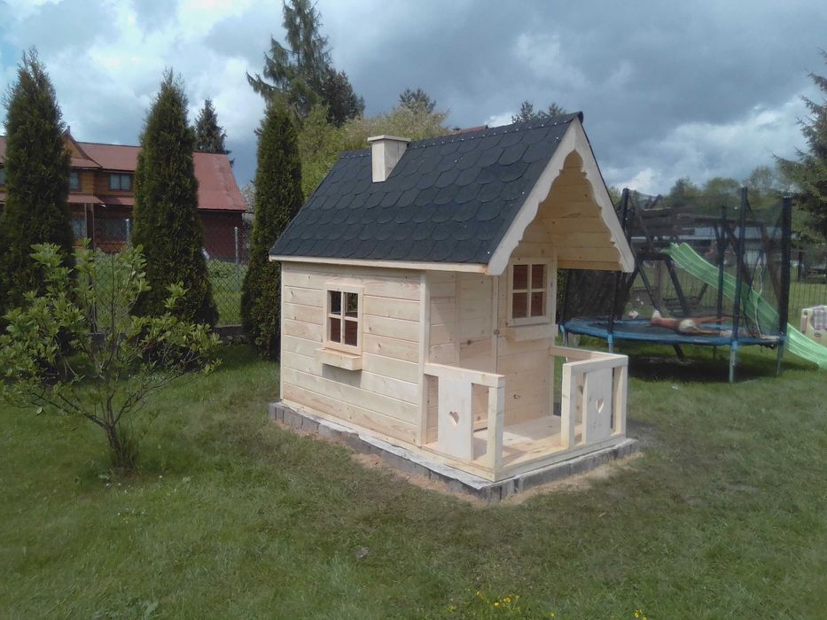 Plac zabaw domek drewniany dla dzieci Stylowy Solidny