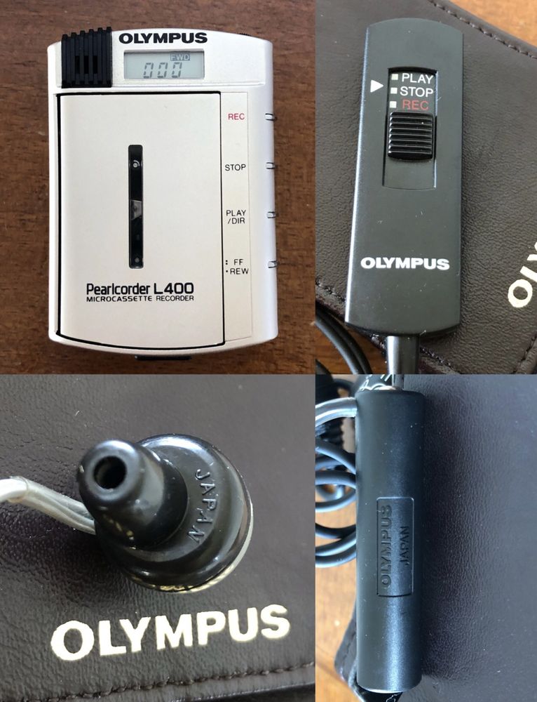 Retro dyktafon OLYMPUS Pearlcorder L400 Kit na mikro kasety Japan box