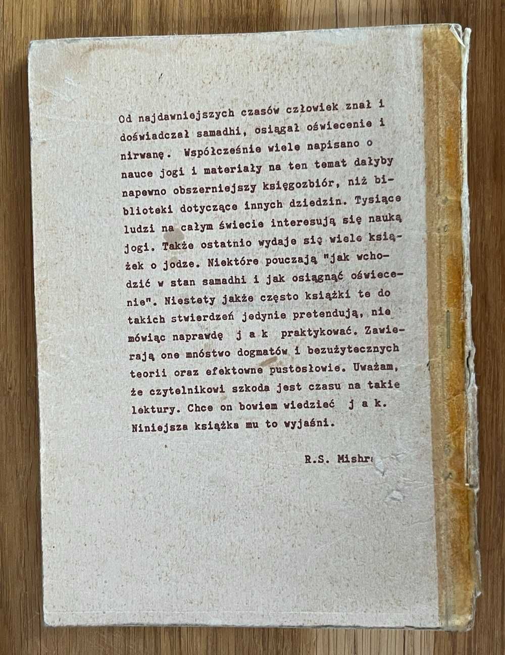 PODSTAWY JOGI KRÓLEWSKIEJ R. S. Mishra oświecenie nirwana 1990