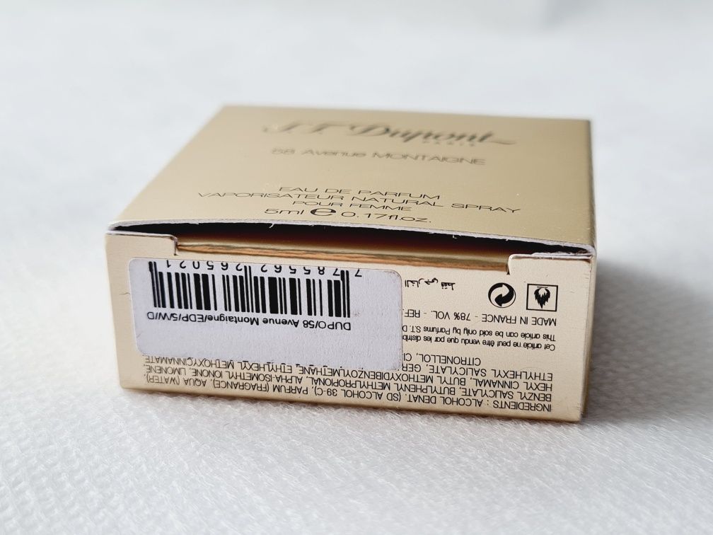 S. T. Dupont 58 Avenue Montaigne MINIATURA kolekcjonerska 5ml