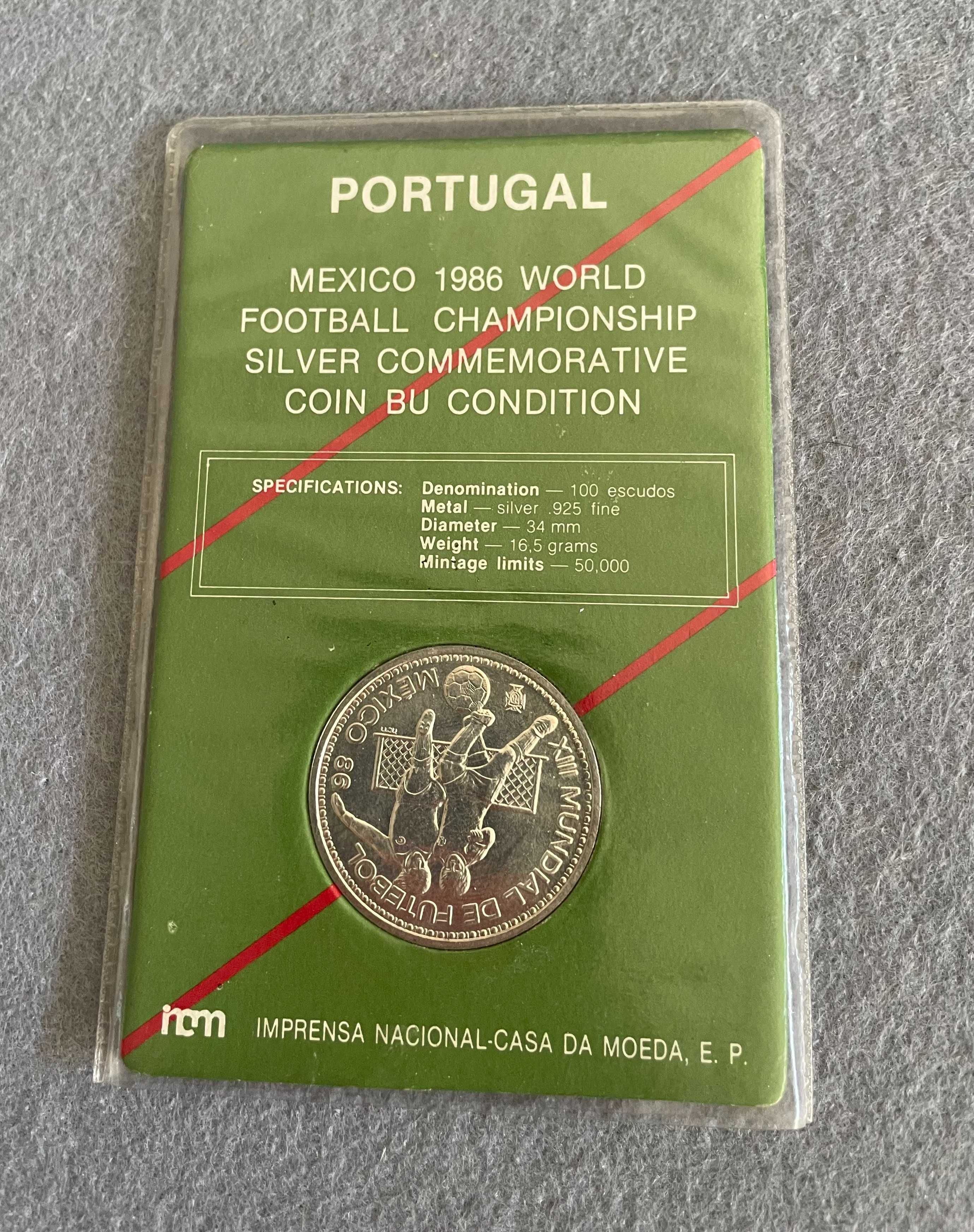 Moeda BNC Prata 925 – 100 Escudos – Mundial de Futebol México 1986