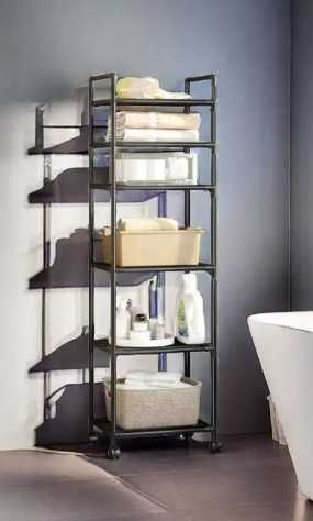 Побутовий стелаж на 6 полиць на роликах