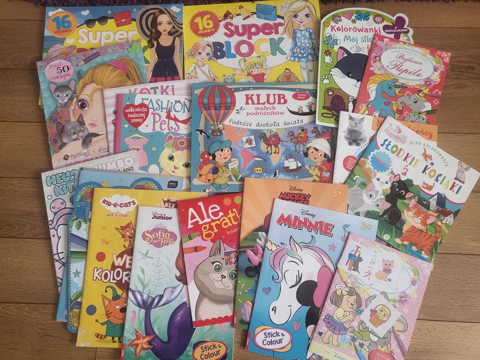 20 szt kolorowanki używane naklejki