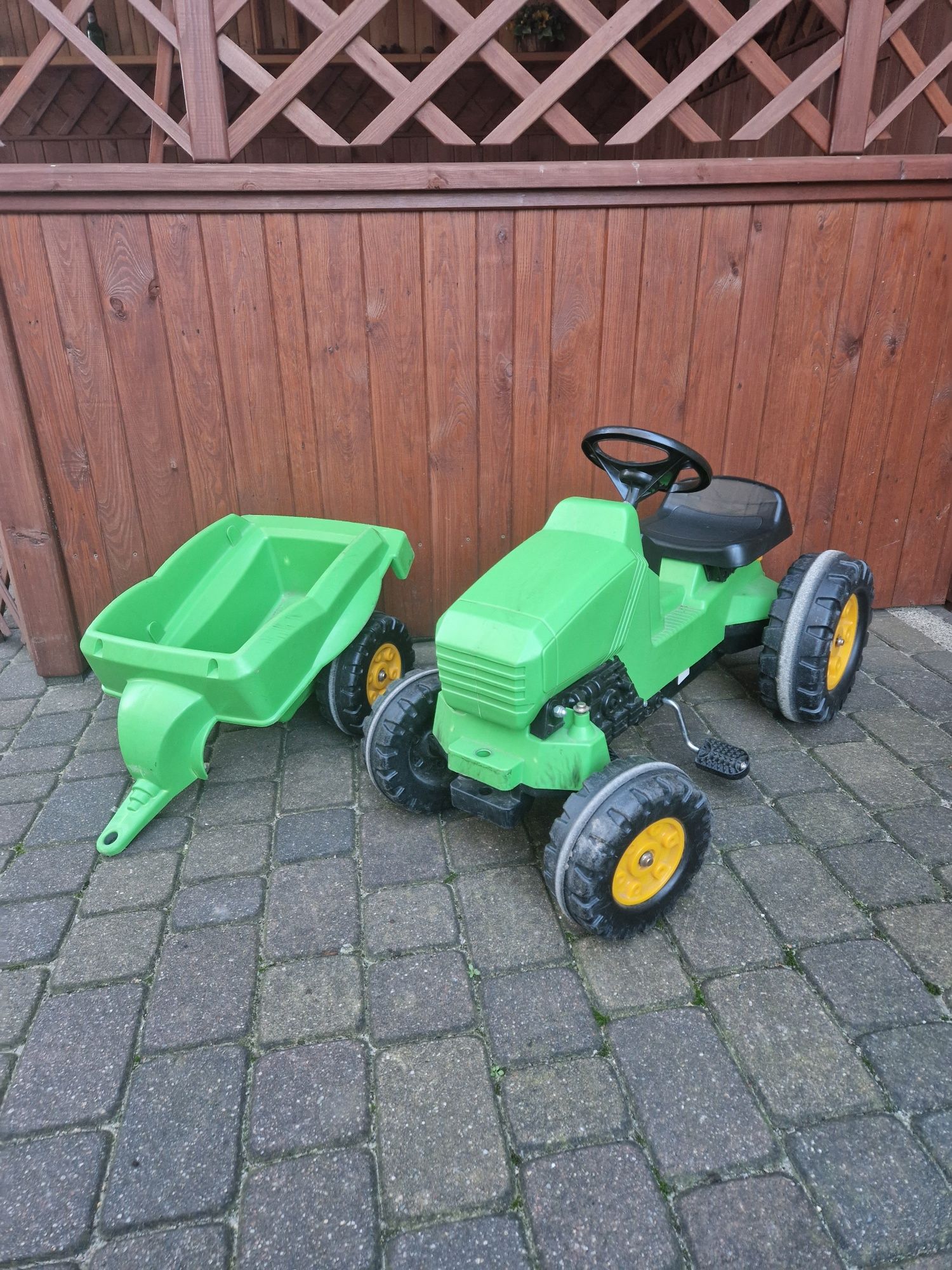 Traktorek rowerek pchacz przyczepka John Deer