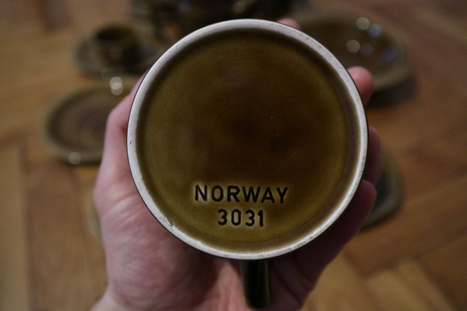 Skandynawski serwis kawowy filiżanki Stavangerflint Gronette lata 60