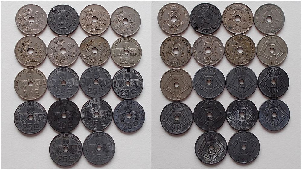 Zestaw 25 centymów - starsza Belgia