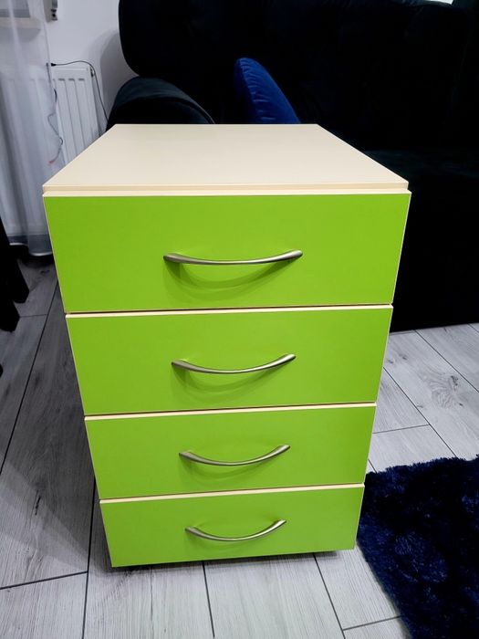 Szafka biurkowa 4 szuflady, Zielona, limonka