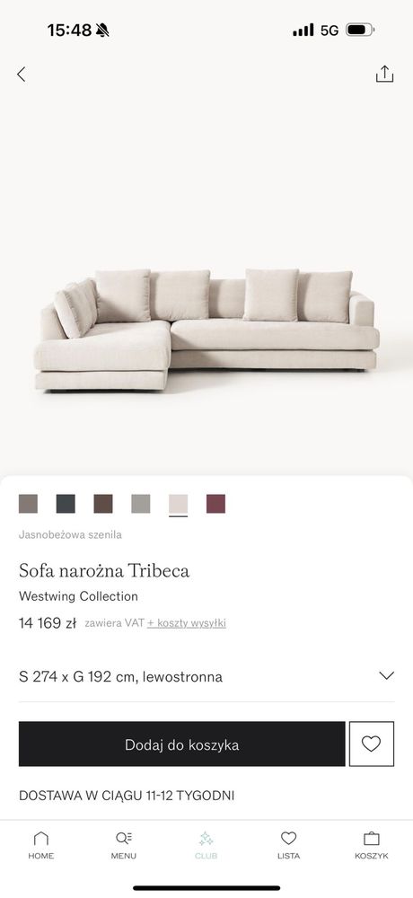 Sofa Narozna Tribeca, Westwing
