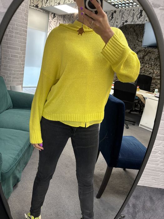 Stradivarius dzianina sweter neon flo oversize dzianinowy lekki
