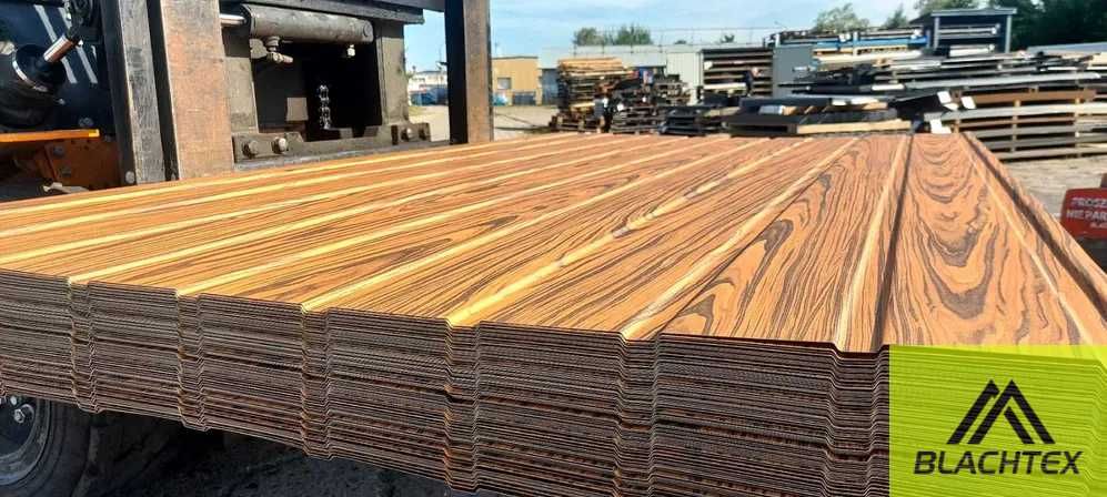 Blacha trapezowa T-7 ROSE WOOD Imitacja Drewna Blacha drewno podbitka