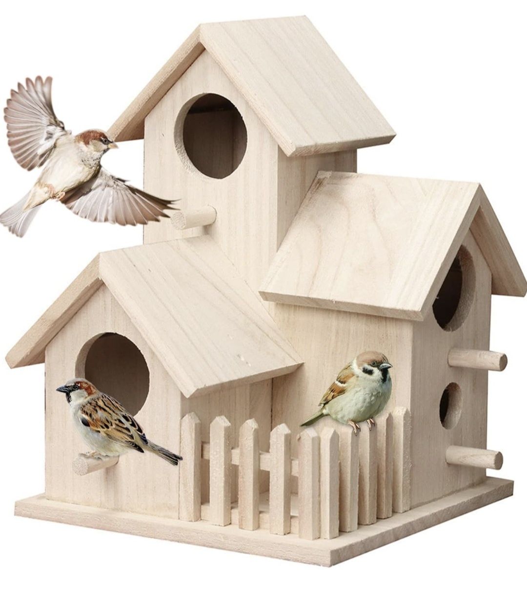 Casa de madeira rústica ninho para aves pássaros - NOVO