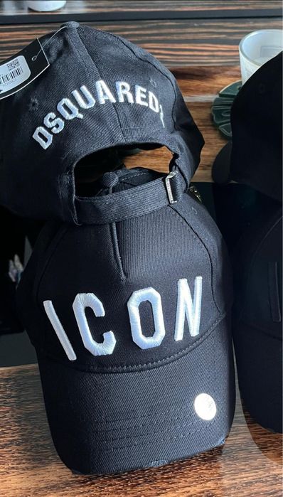 Czapka unisex czarna z bialym logo, nowa