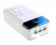 Duzy mocny powerbank 50000mAh z okablowaniem i latarką T105-A BIAŁY